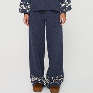 Princess Polly Navy and White Knit Sweater Pants